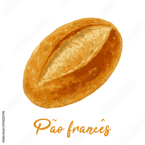 pao frances in watercolor illustration style, isolated vector on transparent background