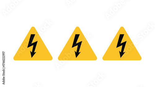 Three Electrical Hazard Warning Signs - High Voltage Danger Symbols