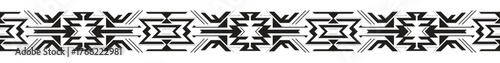 Black Aztec tribal border tattoo pattern