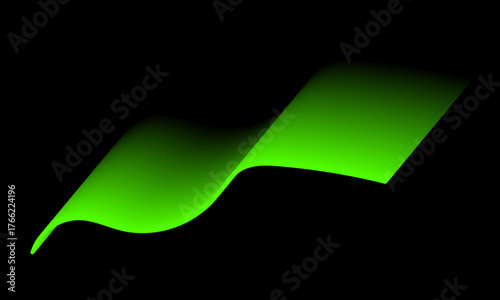 Abstract green ribbon flowing smoothly against a stark creates contrast