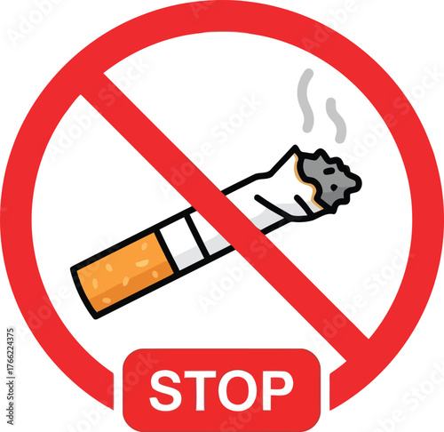 No smoking sign stop cigarette icon health warning symbol isolated vector graphic vector