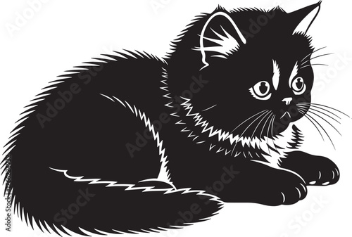 Adorable fluffy black kitten silhouette artistic graphic for pet lovers and animal enthusiasts designs