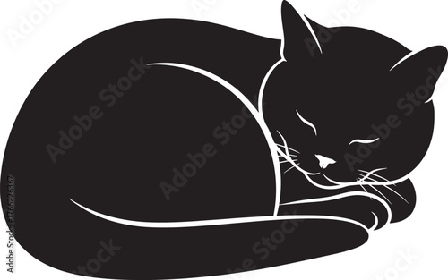Charming sleeping cat silhouette perfect for animal lovers and pet projects with a cozy vibe