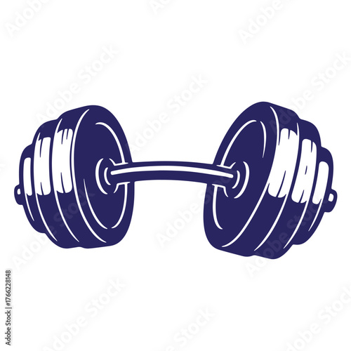 Blue doodle out line illustration of a dumbbell for fitness and gym related concepts