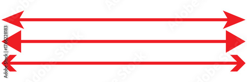Dual sided long arrow set. Horizontal long straight arrows collection. Double side long arrow symbol. Two sided long arrow