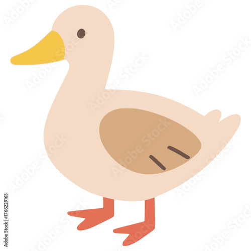 cute goose walking pet animal farm flat color vector illustration template design
