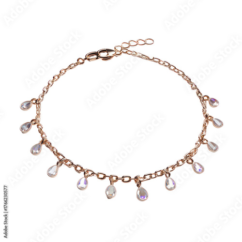 Wallpaper Mural Delicate rose gold anklet with clear teardrop charms isolated on transparent background Torontodigital.ca