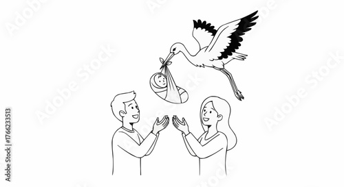 Celebrate New Beginnings with a Stork Delivering Joy to Eager Parents to be