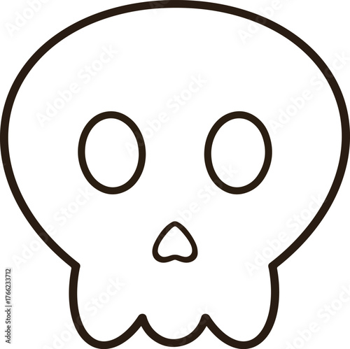 Skull with black outline on transparent background