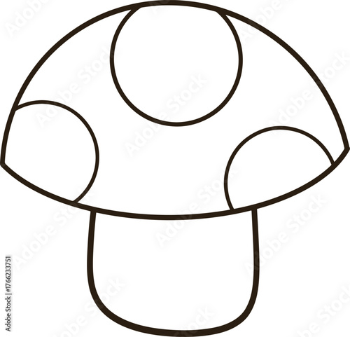 a mushroom coloring page with a black outline