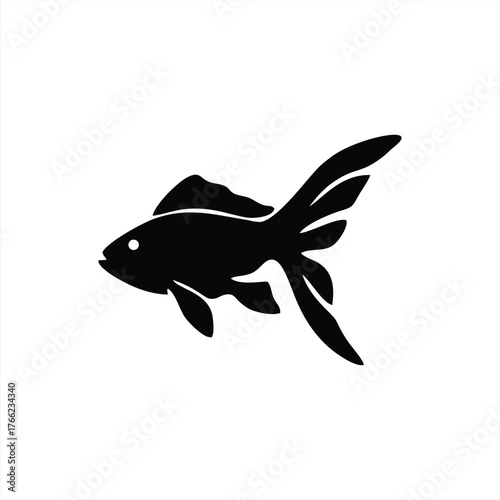 Black Goldfish Silhouette Simple Minimal Vector Icon