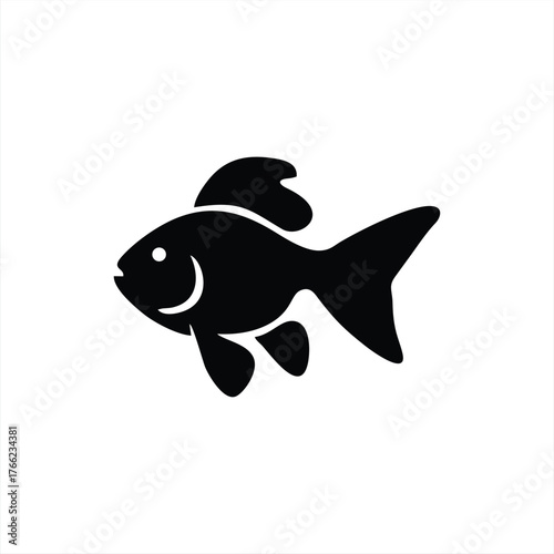 Black Fish Silhouette Icon Vector Graphic Design Element