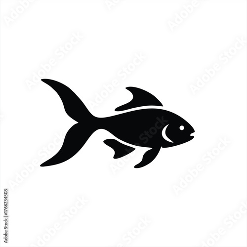Black Goldfish Silhouette Simple Minimal Vector Icon