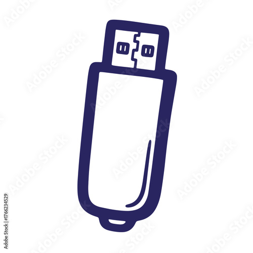 Simple doodle out line illustration of a usb flash drive for digital data storage