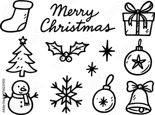 Handwritten clip art collection, Christmas theme