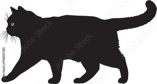 Foto Captivating black cat silhouette in motion elegant feline profile with tail exte