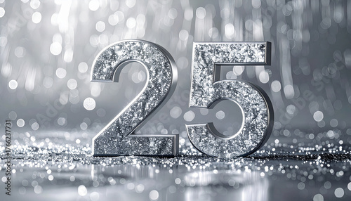 Celebrate a shimmering silver 25th anniversary with this dazzling design, perfect for invitations, cards, and event promotions that sparkle with elegance
