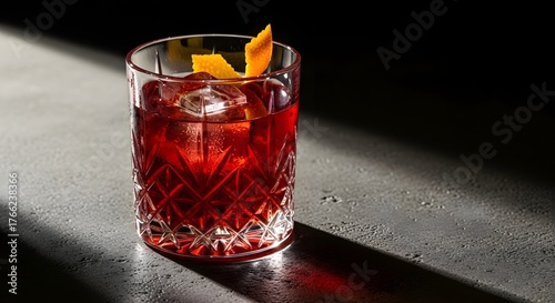 Classic Negroni Cocktail with Orange Peel Garnish