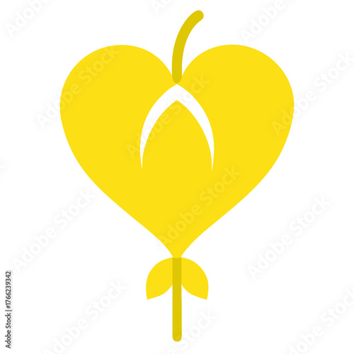 heart dicentra spectabilis yellow silhouette on white