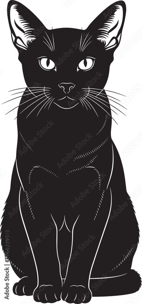 Obraz premium Elegant black cat sitting pose detailed silhouette artwork for various design projects animal art