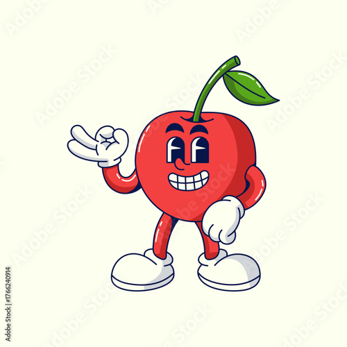 Cartoon Mascot cherry Vector illustration hand drawn