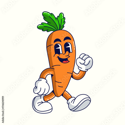 Cartoon cute carrot Vector illustration hand drawn