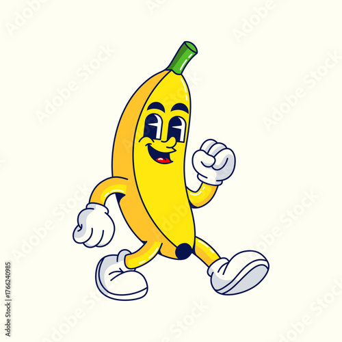 Cartoon cute banana Vector illustration hand drawn