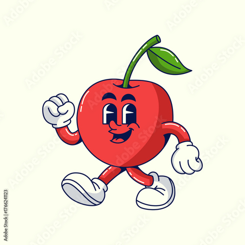 Cartoon cute cherry Vector illustration hand drawn