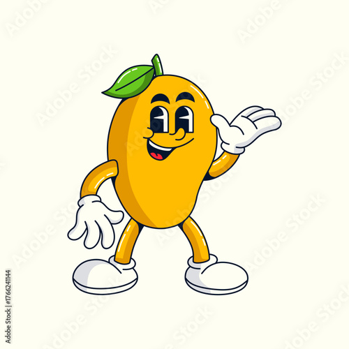 Cartoon Retro Mango Vector illustration hand drawn