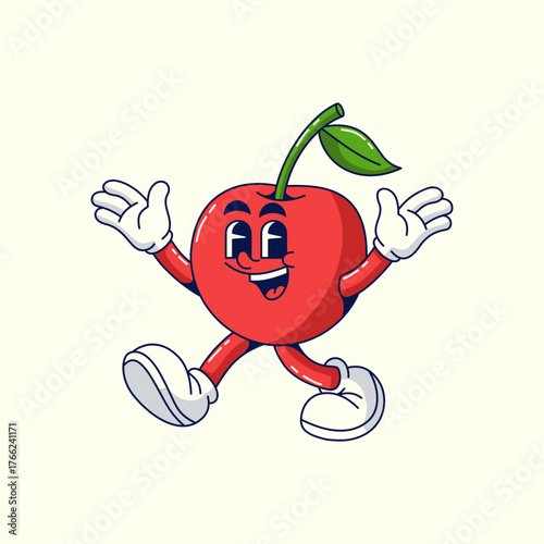 Mascot cartoon cherry Vector illustration hand drawn