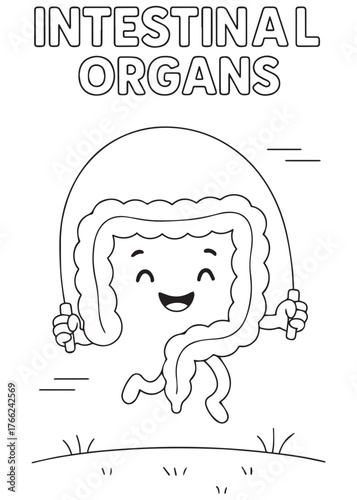 coloring book intestine playing jump rope fun anatomy design for children