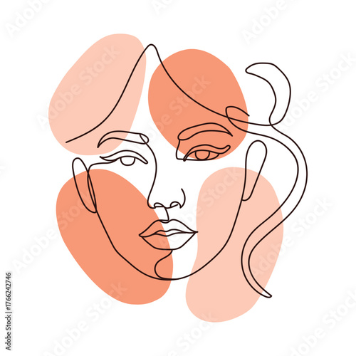 Vector art of continuous line drawing of a womans face