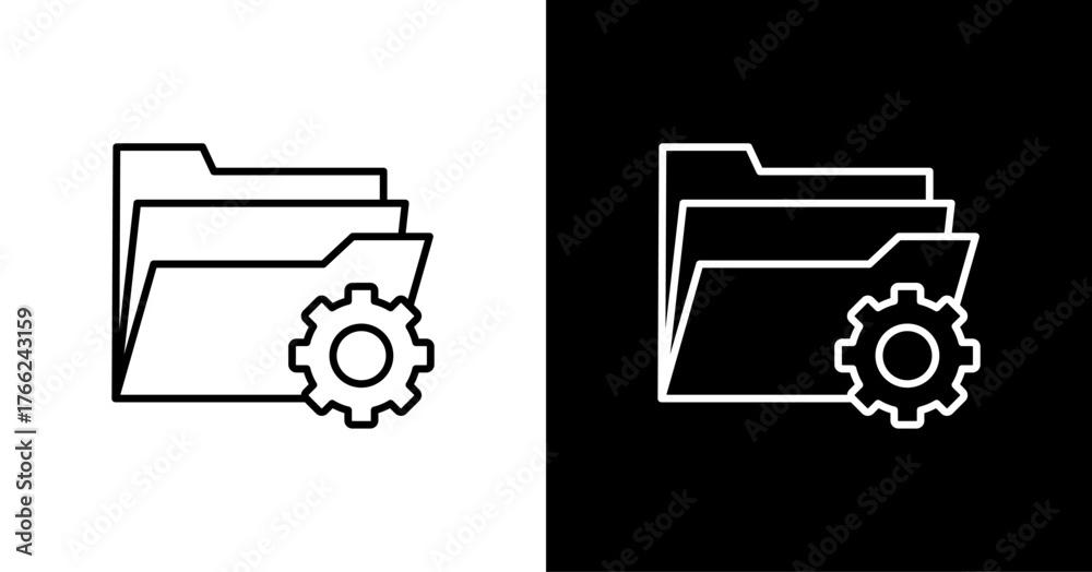 Obraz premium Documents Management White Icon Set Design