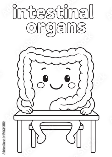 coloring book intestine sitting at desk anatomy study fun design for children