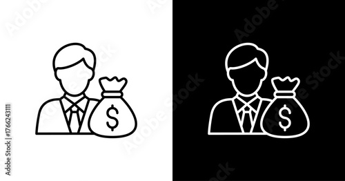 Investor White Icon Set Design