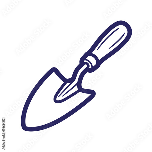 Simple line art illustration of a garden trowel for gardening and landscaping purposes