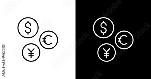 Currency White Icon Set Design