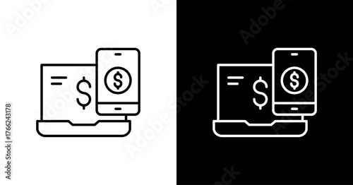 Digital Financial White Icon Set Design