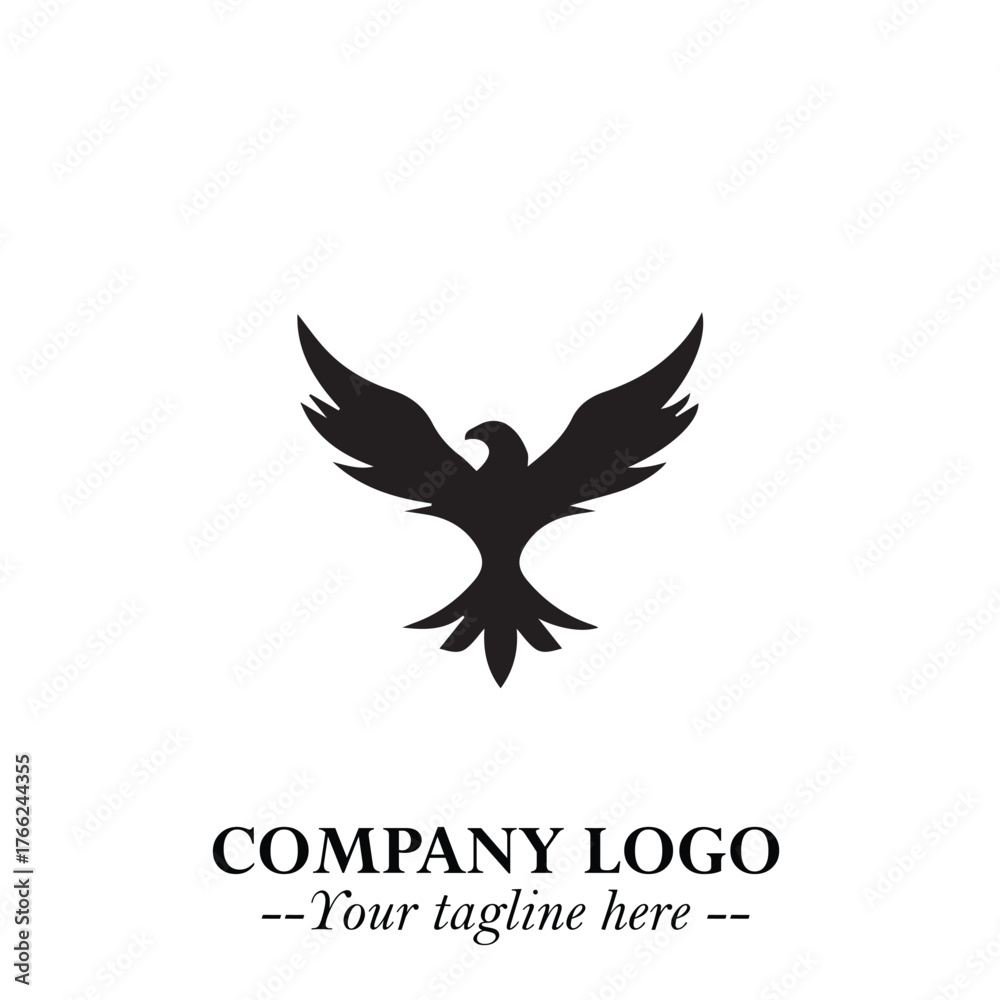 Fototapeta premium Elegant Bird Logo Symbol in Black on White Background with Minimalist and Modern Design