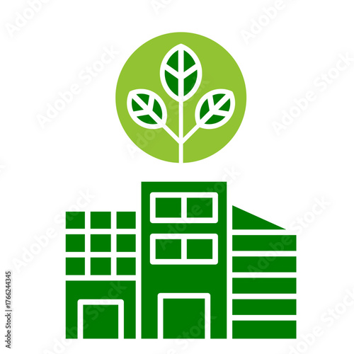 Green Factory Icon Element For Design

