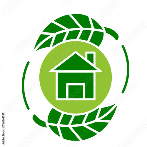 Green Home Icon Element For Design

