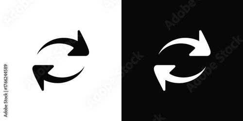 Invert Arrow Sign Symbol, White Arrow on Black Background, Black Arrow on White Background