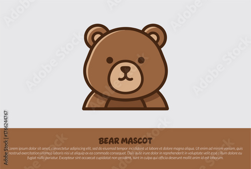 Adorable cartoon bear mascot illustration