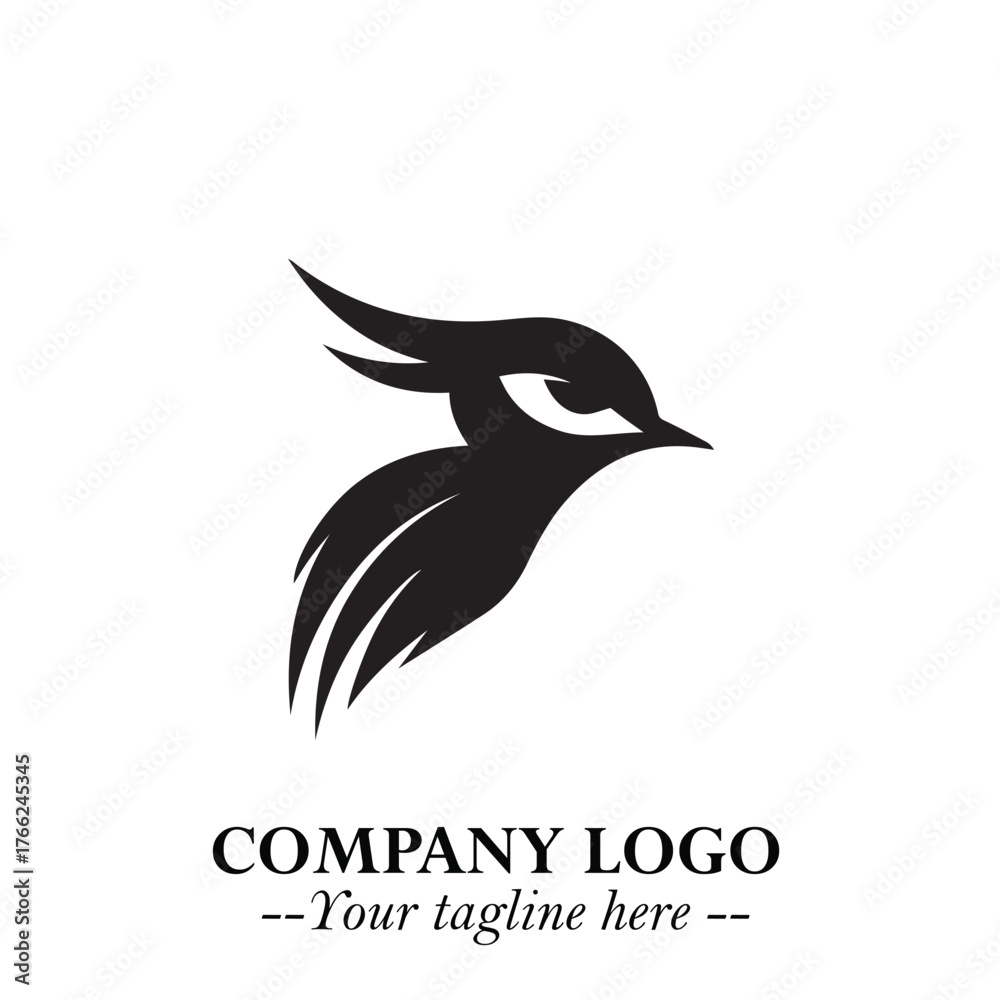 Fototapeta premium Elegant Bird Logo Symbol in Black on White Background with Minimalist and Modern Design
