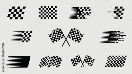 Checkered flags speed motion graphics racing flag speed lines