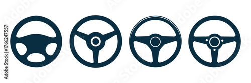 Car Steering wheels icon set, isolated on white background, vector Illustration