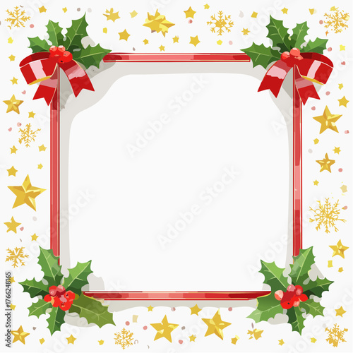 クリスマスフレーム｜リボンと雪の華がきらめく祝福のデザイン
