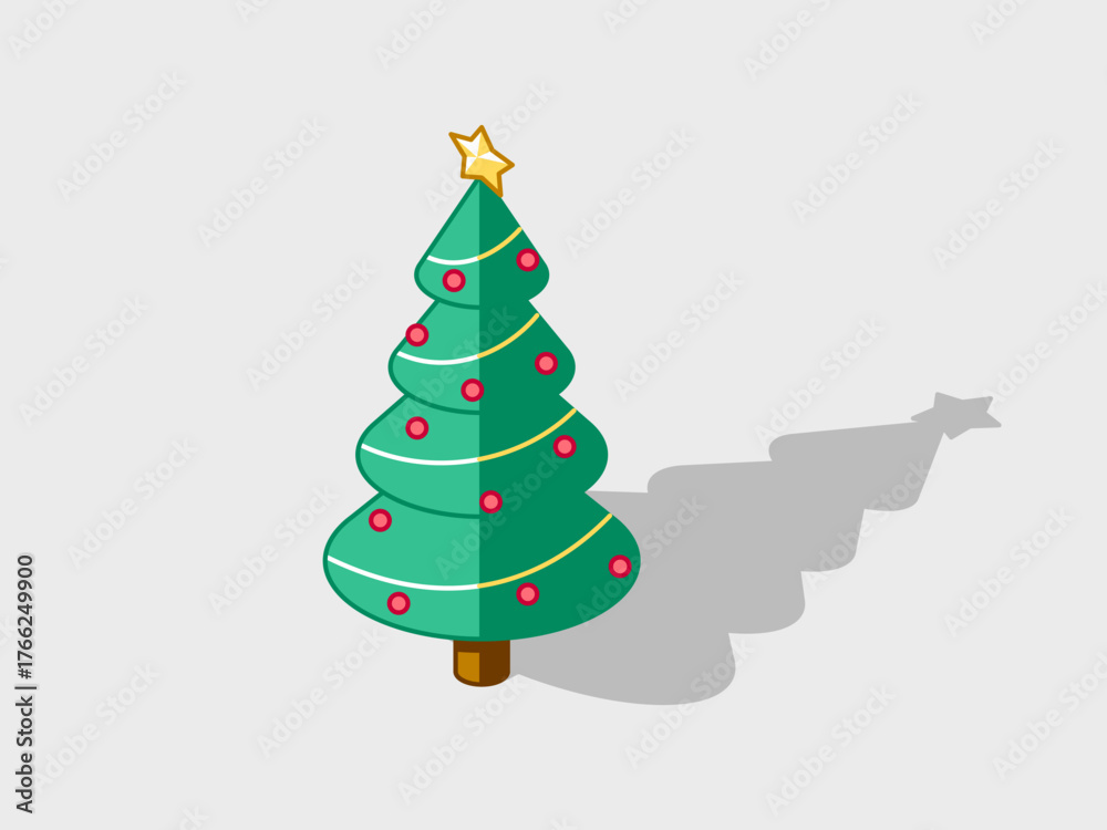 Obraz premium Christmas tree isometric vector illustration with shadow