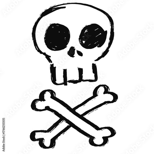 Splat brushes death symbol vector. Represents mortality, fatal warning, and risk concepts. This graphic features a crosspiece symbol with a distressed, ink-splatter style.