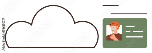 Cloud outline linked with user profile card for identity and data management. Ideal for cybersecurity, digital storage, online privacy, user authentication, remote access, cloud computing, simple